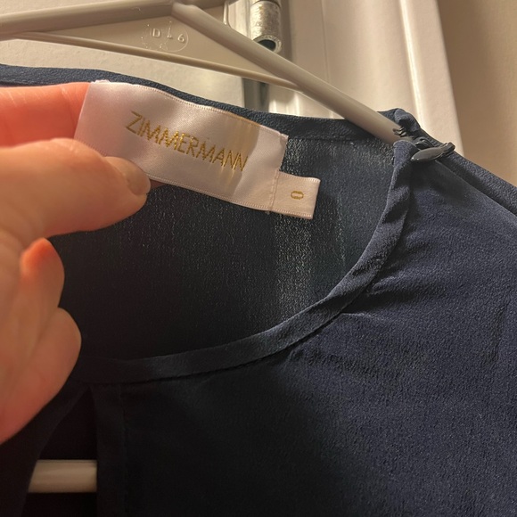 Zimmermann 100% Silk Navy Blouse - Size 0 - Picture 2 of 7